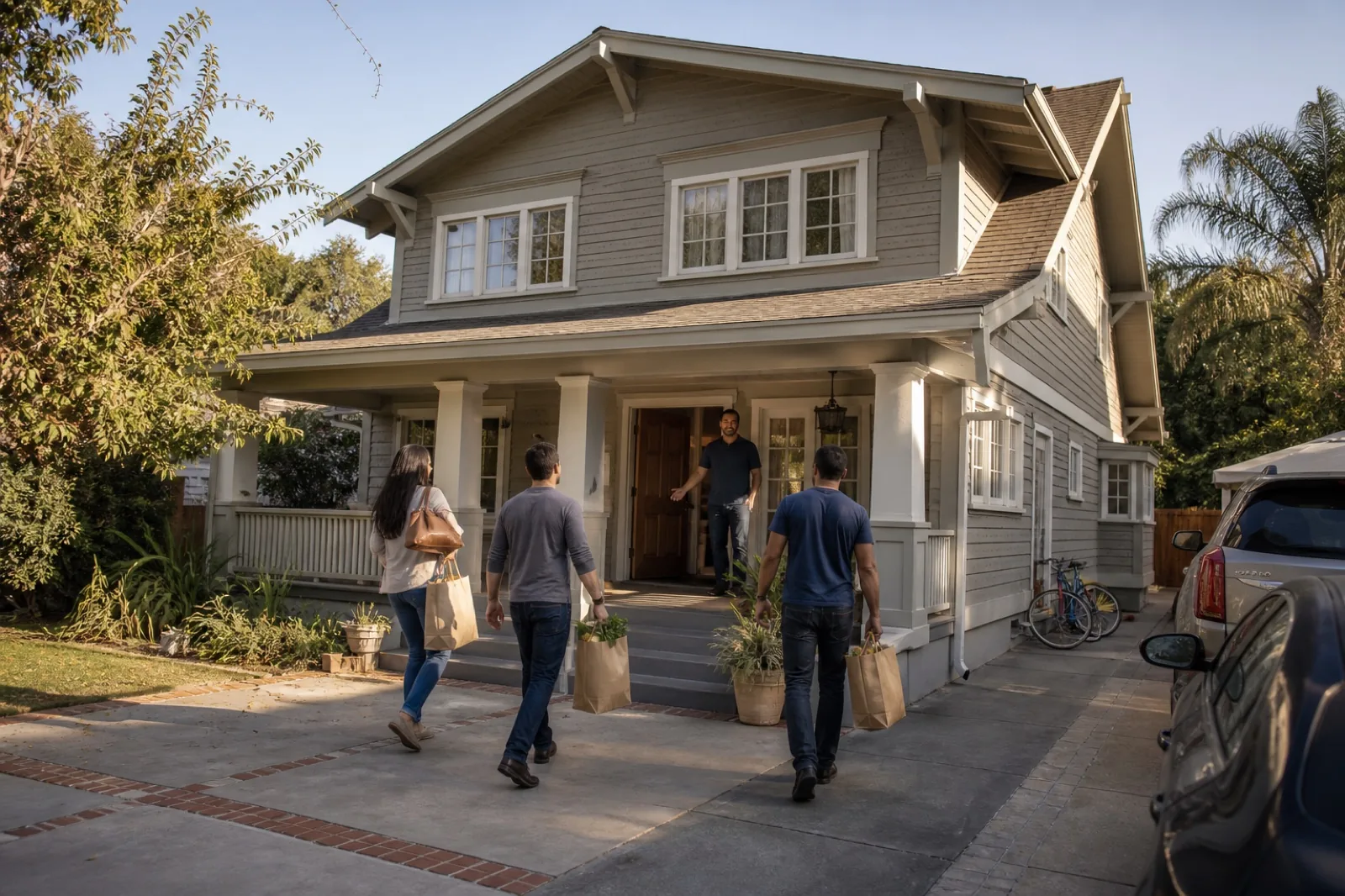 Group arriving at a professionally operated recovery residence